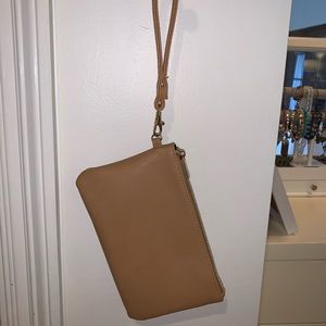 Womans tan charging wrist wallet!!